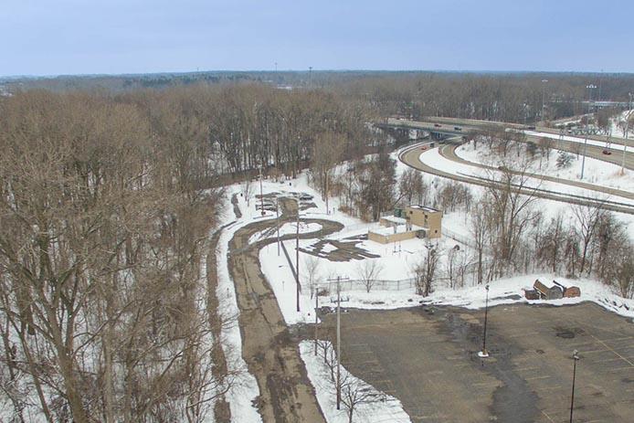 Aerial view of Clipper St parking lot